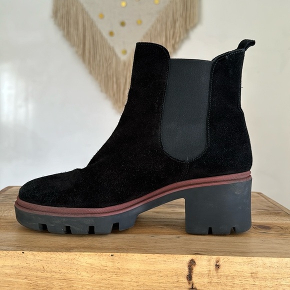 Antonia De Faria Tara Chelsea Black Suede Leather Lug Block Heel Boot Size 9 - Picture 9 of 14
